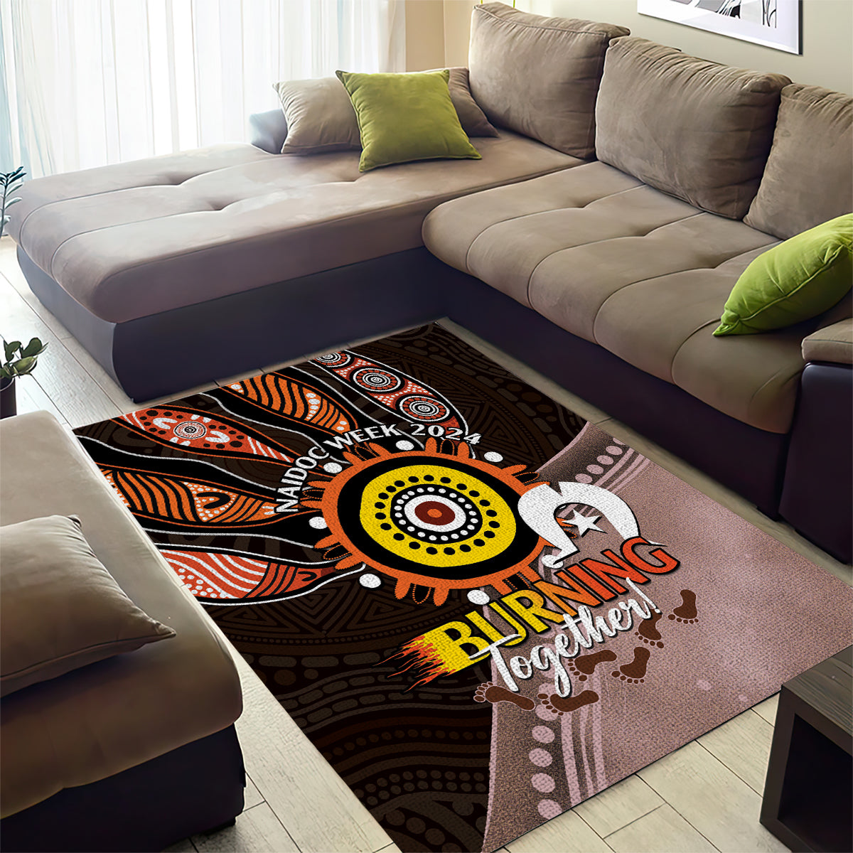 Fire Burning Together NAIDOC 2024 Area Rug Indigenous Art