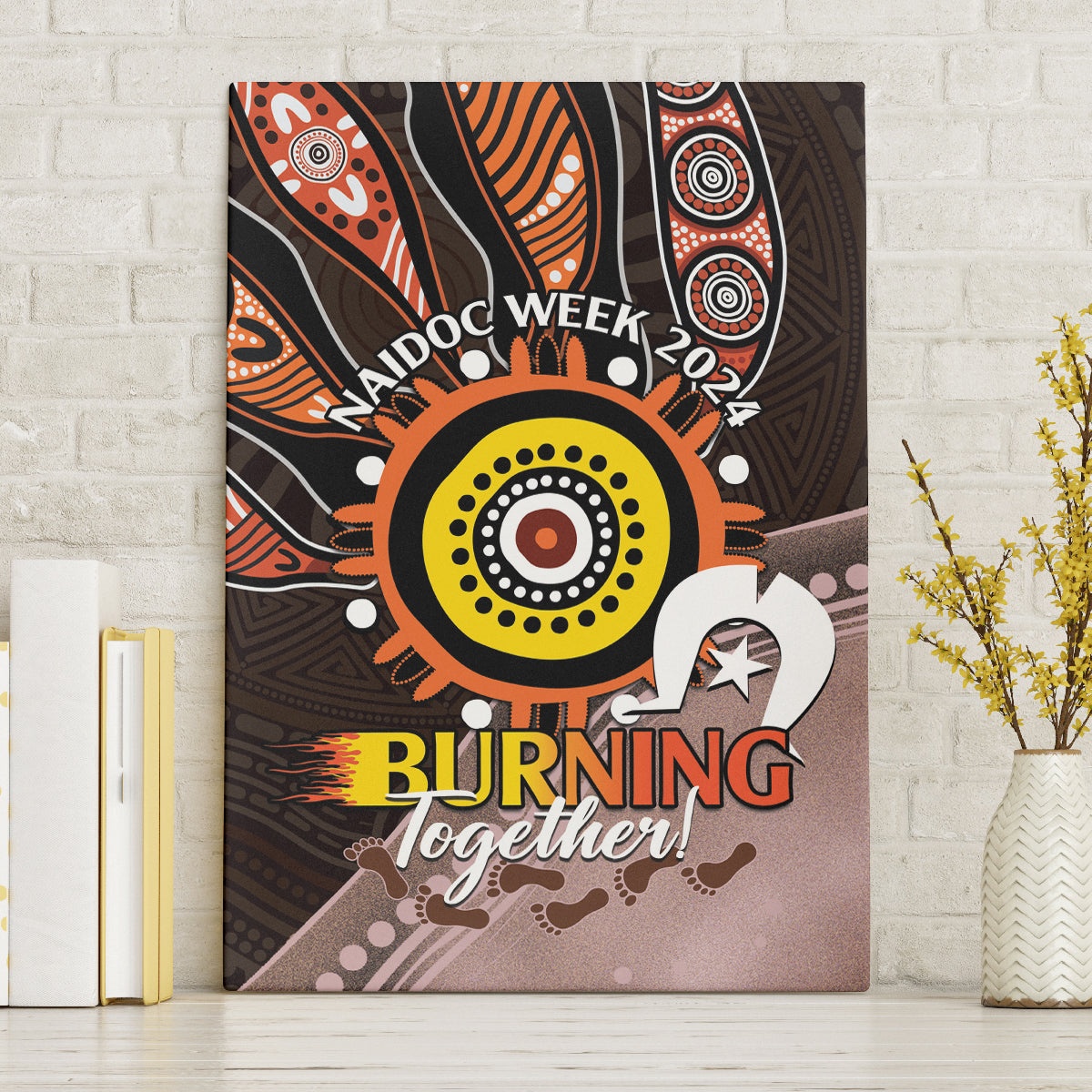 Fire Burning Together NAIDOC 2024 Canvas Wall Art Indigenous Art