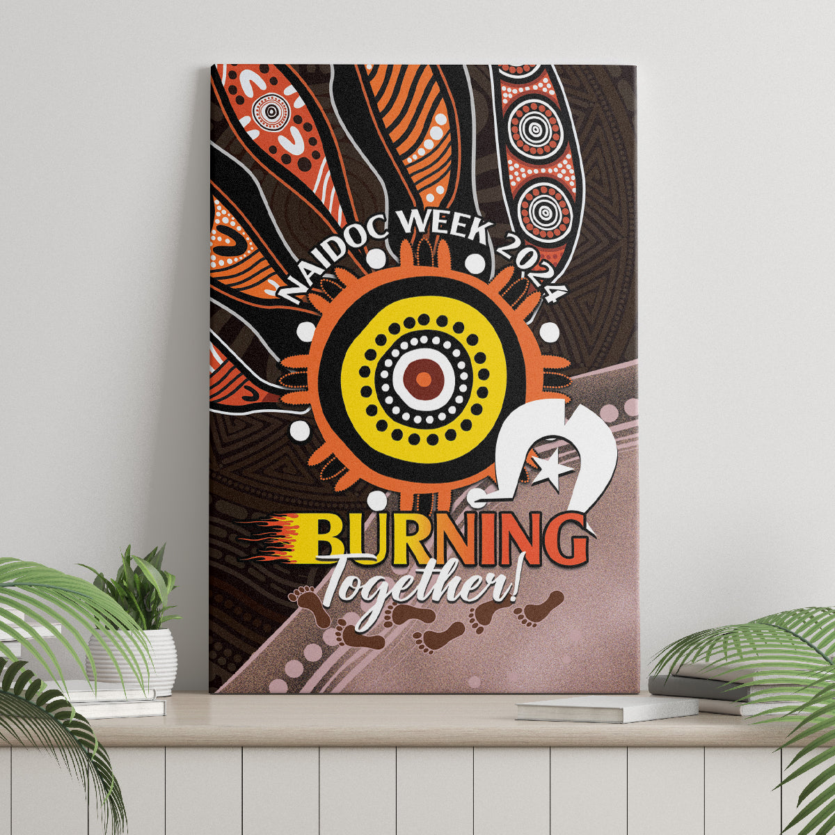 Fire Burning Together NAIDOC 2024 Canvas Wall Art Indigenous Art