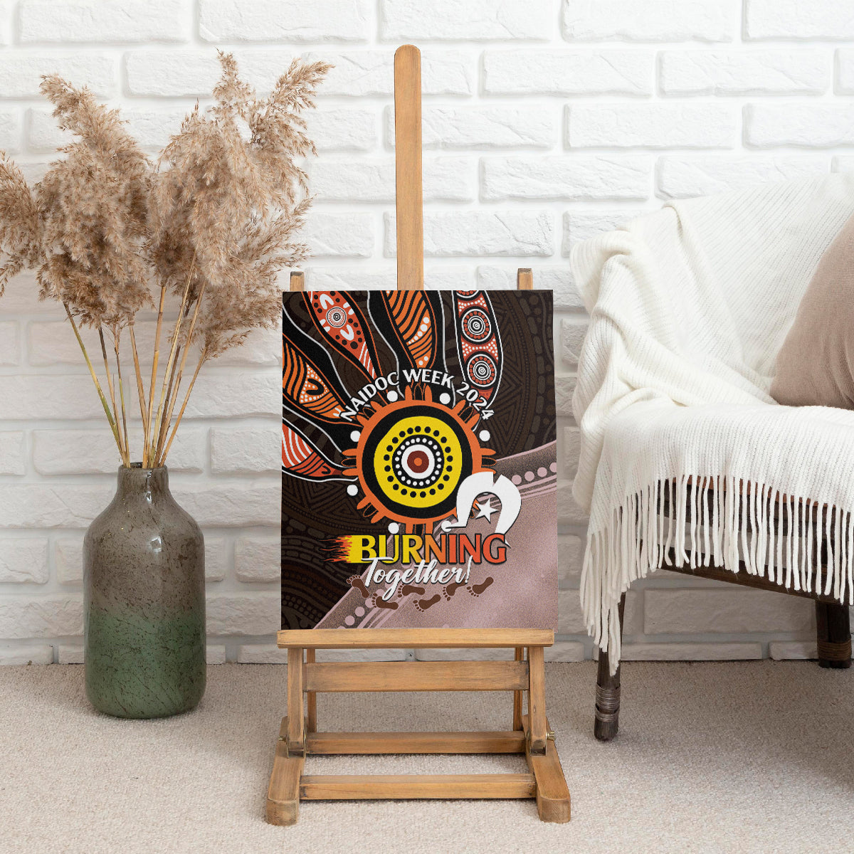 Fire Burning Together NAIDOC 2024 Canvas Wall Art Indigenous Art