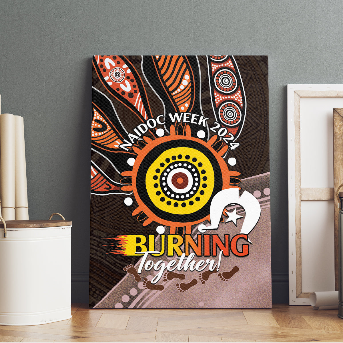 Fire Burning Together NAIDOC 2024 Canvas Wall Art Indigenous Art