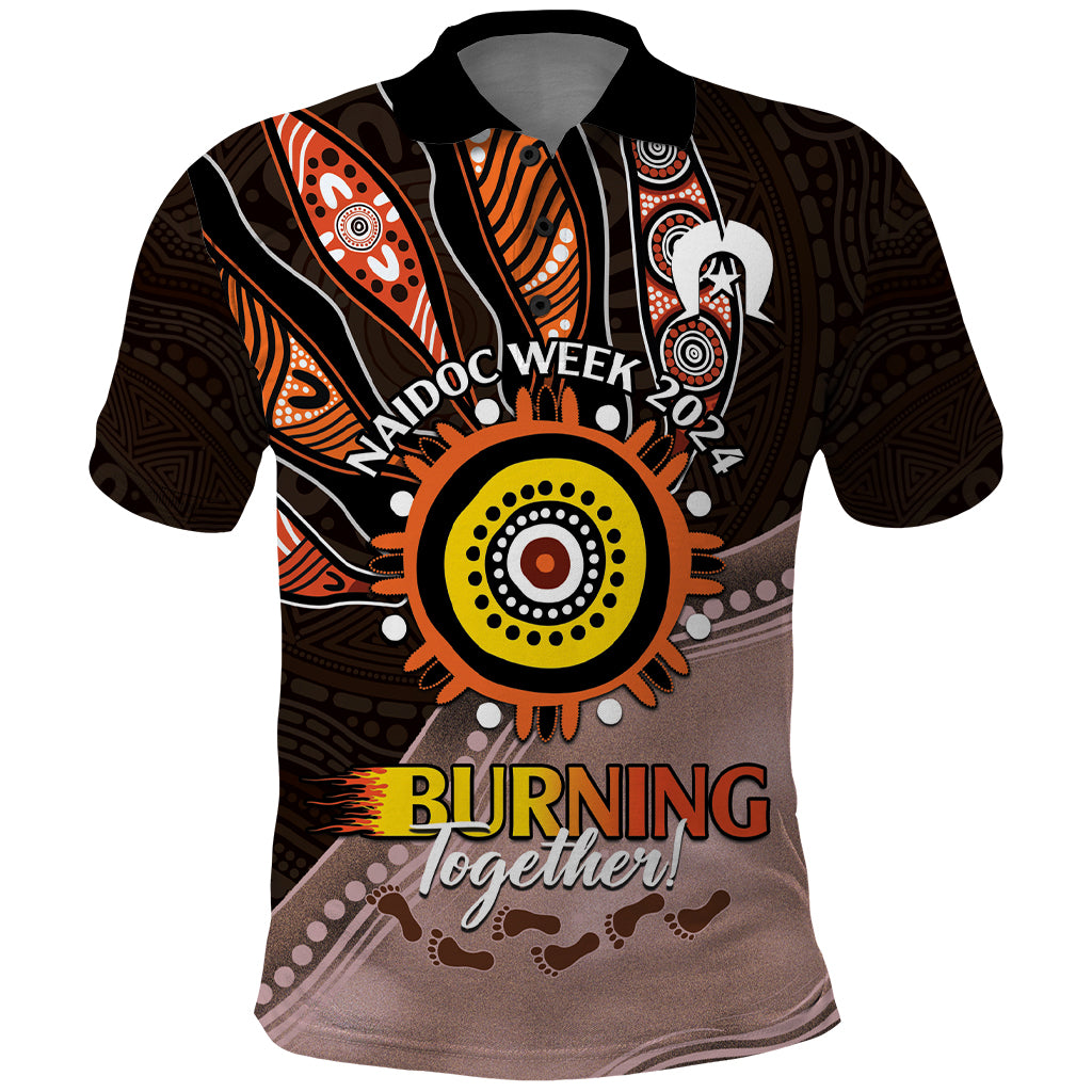 Fire Burning Together NAIDOC 2024 Polo Shirt Indigenous Art