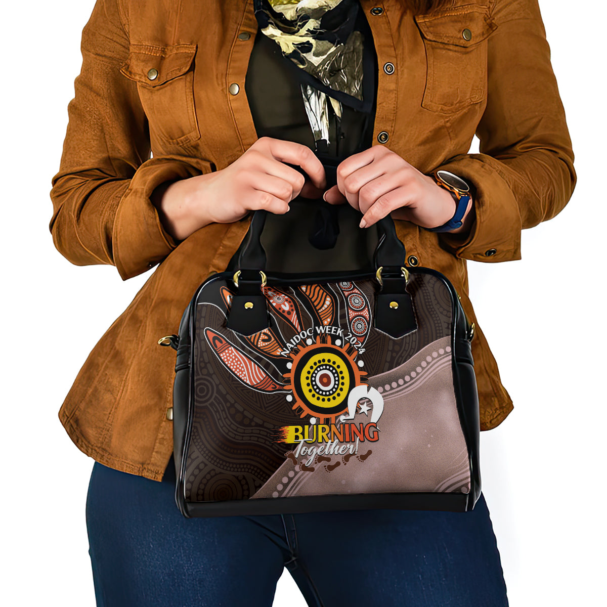 Fire Burning Together NAIDOC 2024 Shoulder Handbag Indigenous Art