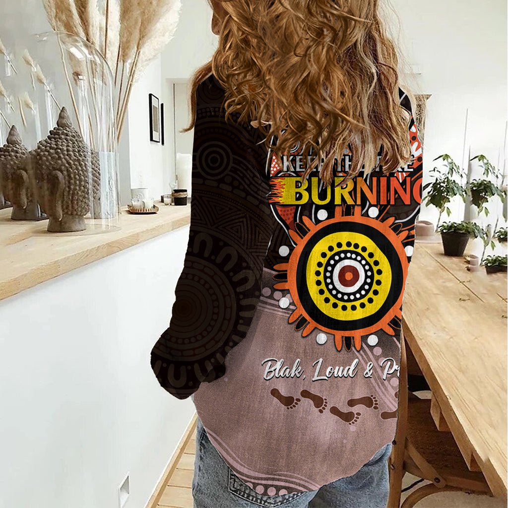 Fire Burning Together NAIDOC 2024 Women Casual Shirt Indigenous Art