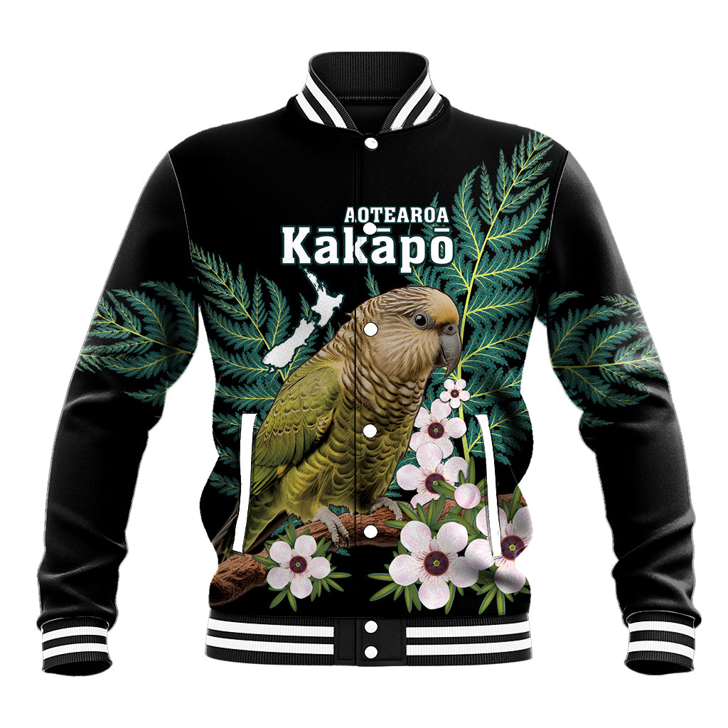 Personalised New Zealand Kakapo Baseball Jacket Aotearoa Fern With Manuka