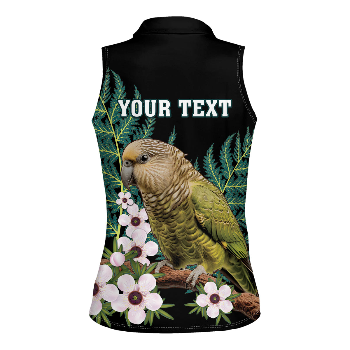 Personalised New Zealand Kakapo Women Sleeveless Polo Shirt Aotearoa Fern With Manuka