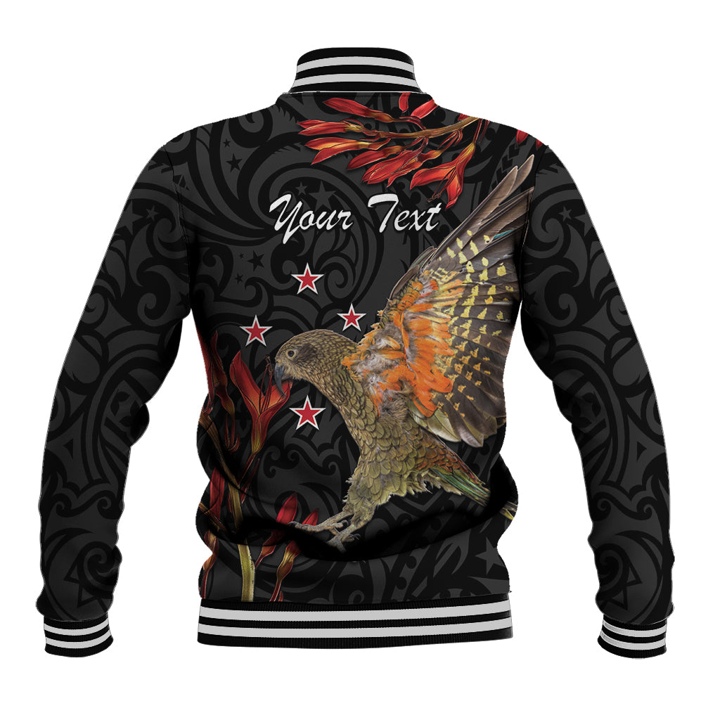 Personalised New Zealand Kea Baseball Jacket Nestor Notabilis With Harakeke Maori Pattern