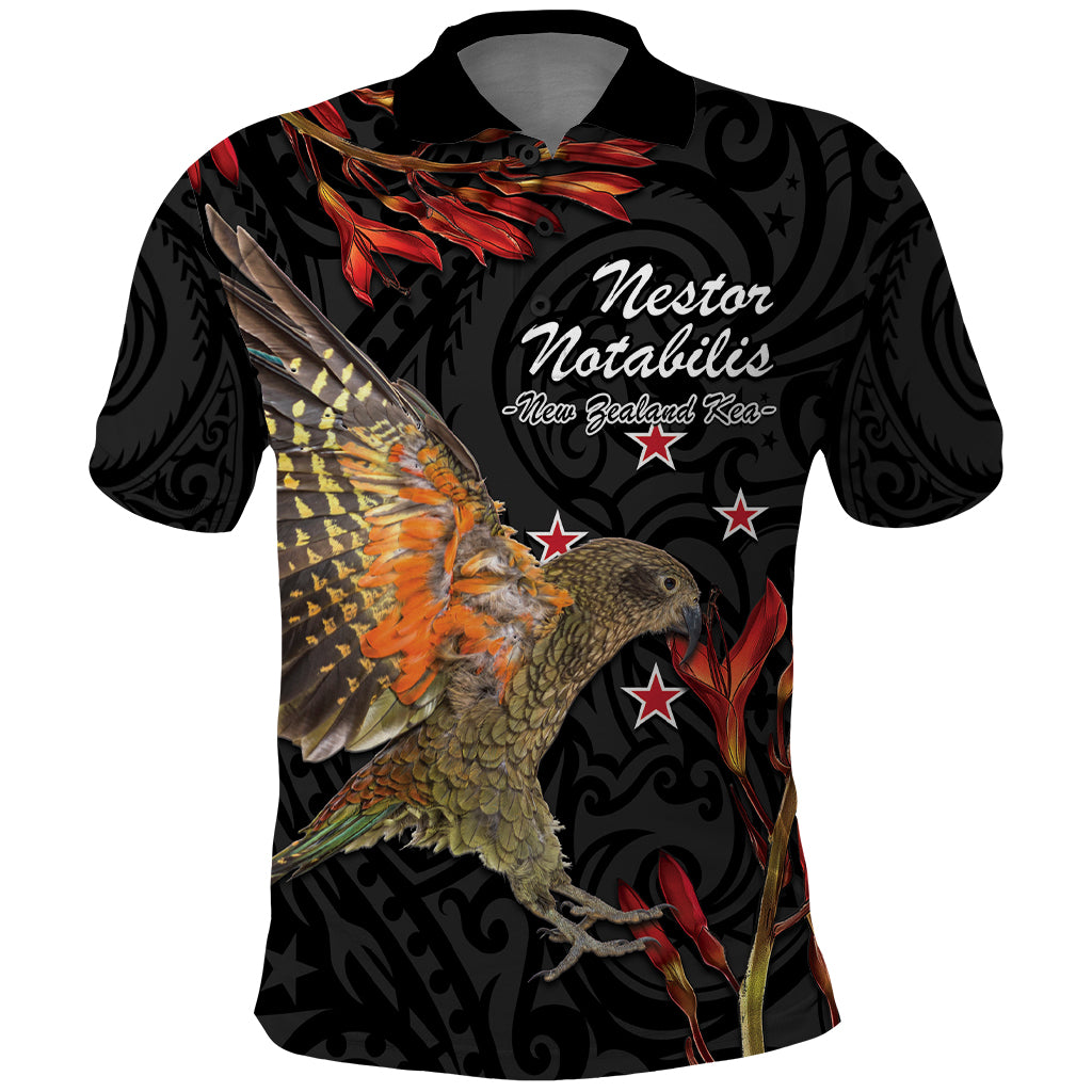 Personalised New Zealand Kea Polo Shirt Nestor Notabilis With Harakeke Maori Pattern