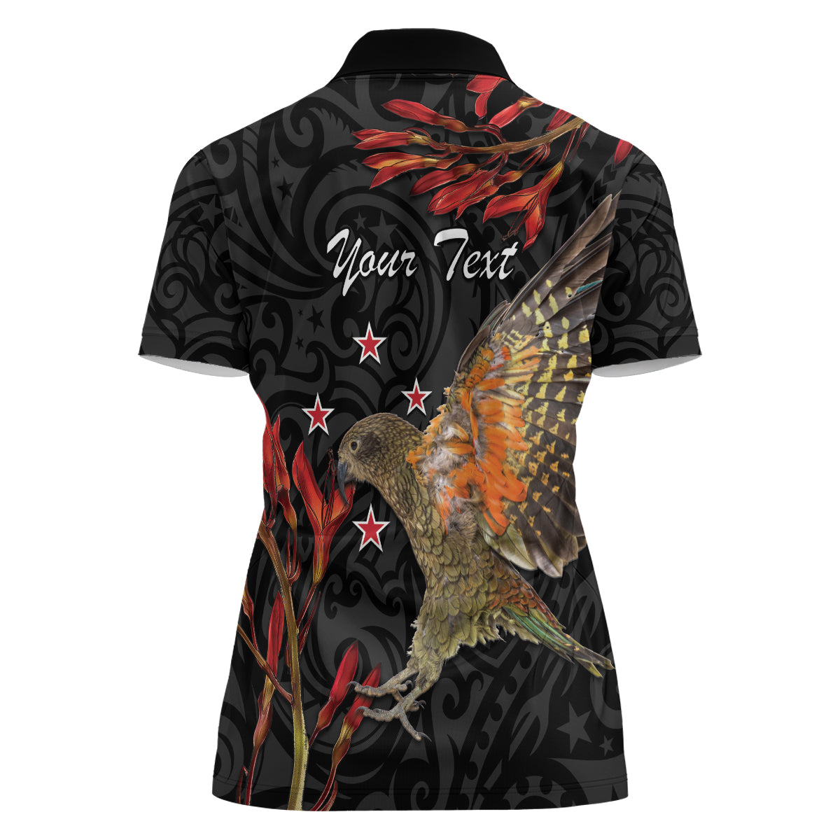 Personalised New Zealand Kea Women Polo Shirt Nestor Notabilis With Harakeke Maori Pattern