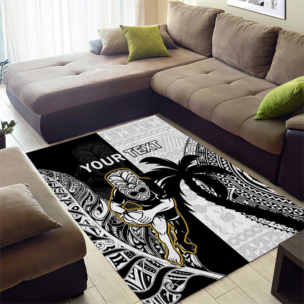 Custom Fiji And New Zealand Rugby Area Rug Aotearoa Silver Fern Mix Fijian Tapa Pattern