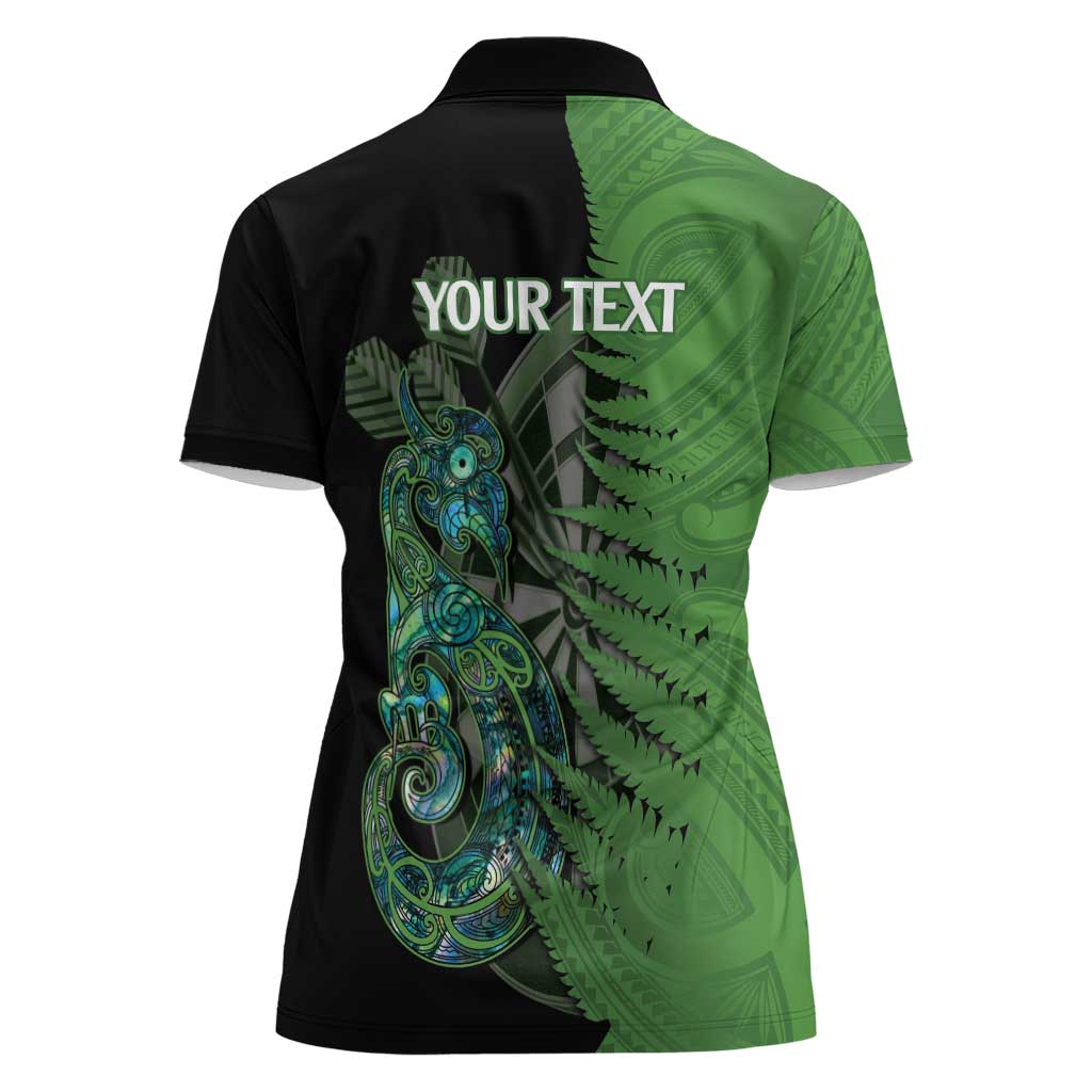 Personalised New Zealand Darts Women Polo Shirt Aotearoa Maori Fern Mix Manaia Tattoo