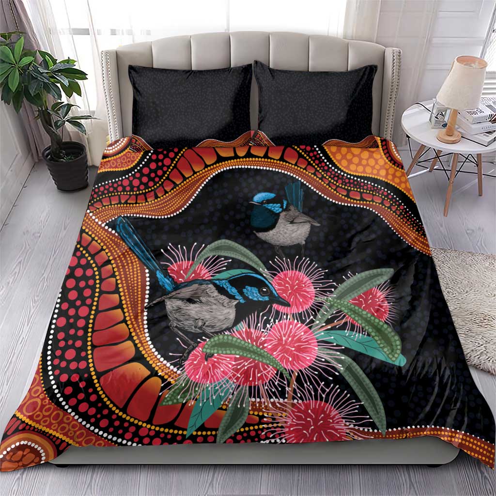 Hakea Flower And Fairy Wren Australia Bedding Set Aboriginal Art