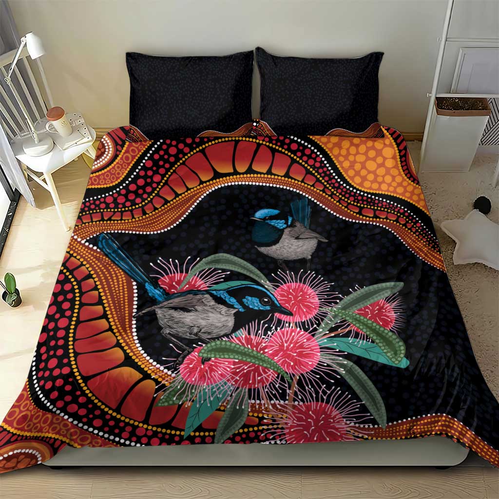 Hakea Flower And Fairy Wren Australia Bedding Set Aboriginal Art