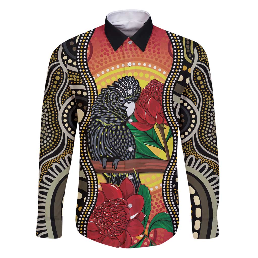 Waratah And Banksian Cockatoo Family Matching Puletasi and Hawaiian Shirt Aboriginal Art