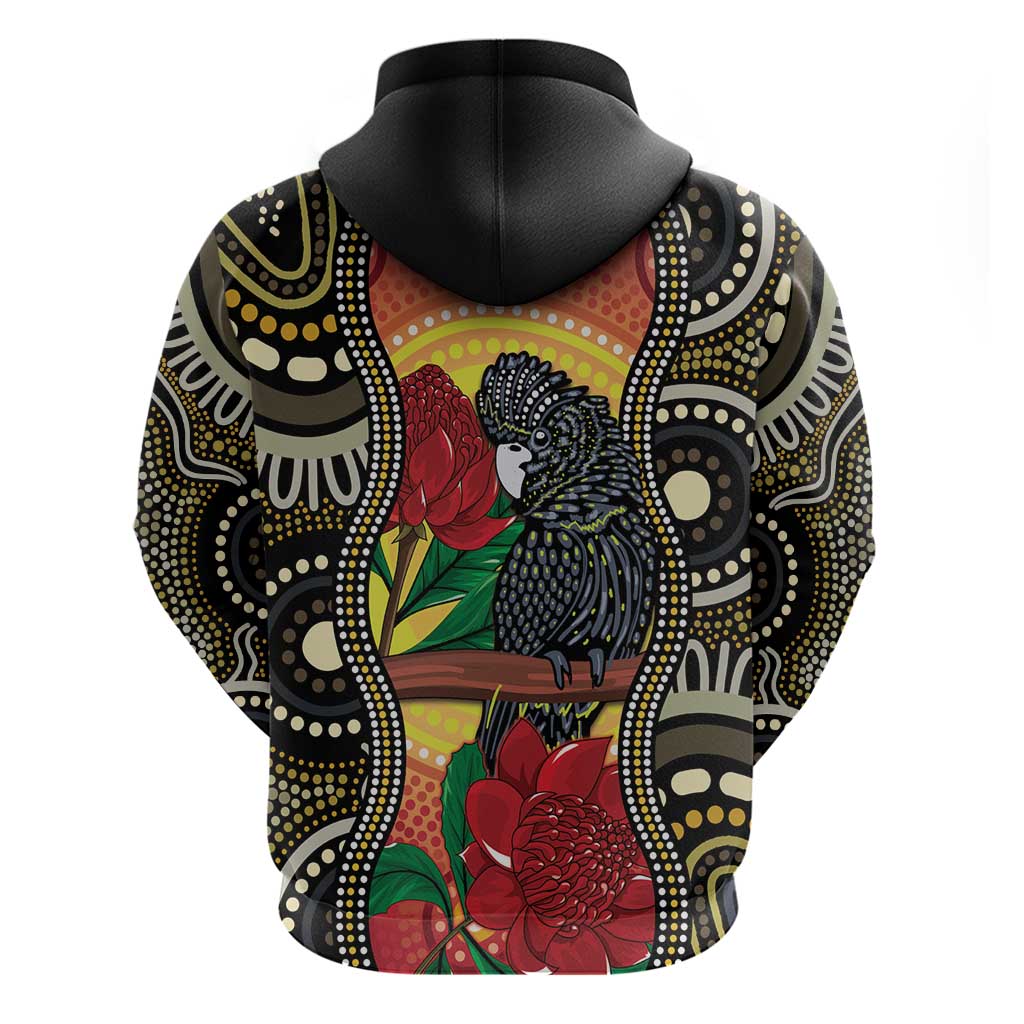 Waratah And Banksian Cockatoo Hoodie Aboriginal Art