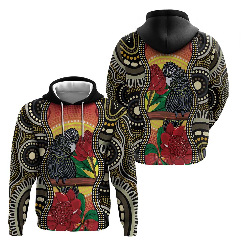 Waratah And Banksian Cockatoo Hoodie Aboriginal Art