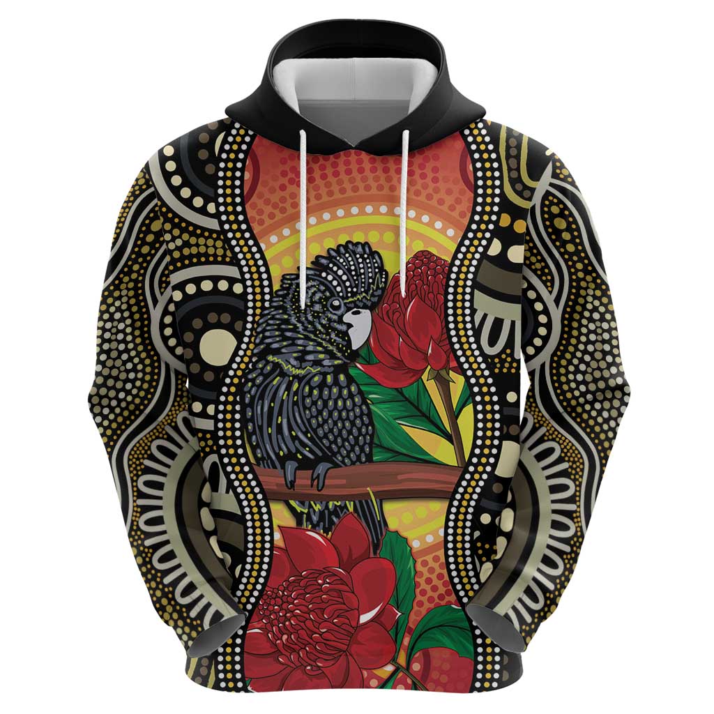 Waratah And Banksian Cockatoo Hoodie Aboriginal Art