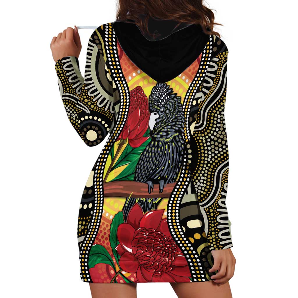 Waratah And Banksian Cockatoo Hoodie Dress Aboriginal Art