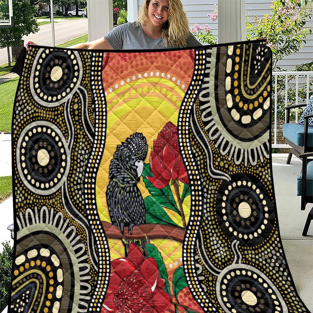 Waratah And Banksian Cockatoo Quilt Aboriginal Art