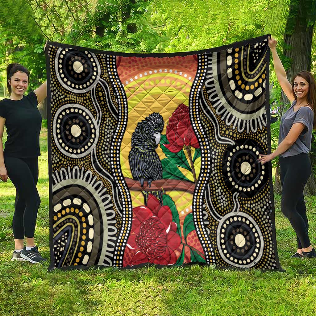 Waratah And Banksian Cockatoo Quilt Aboriginal Art