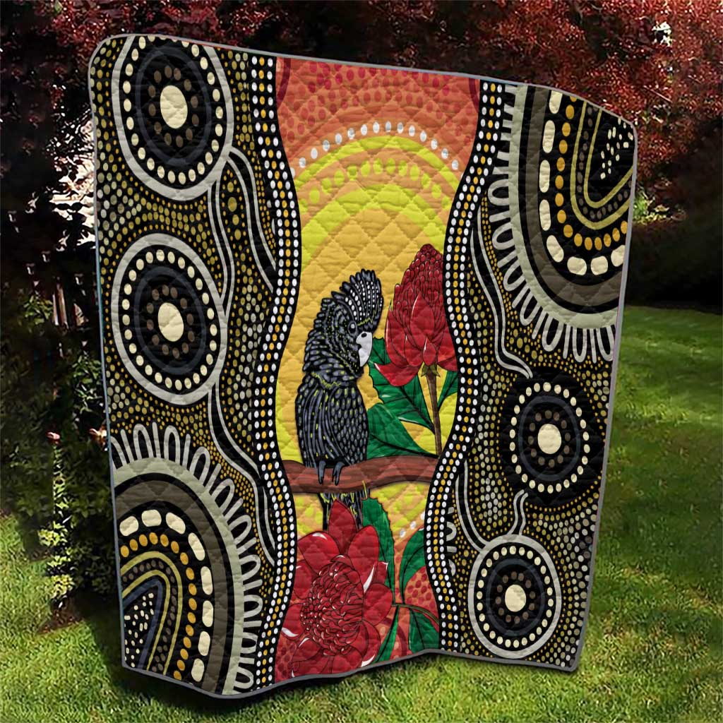 Waratah And Banksian Cockatoo Quilt Aboriginal Art