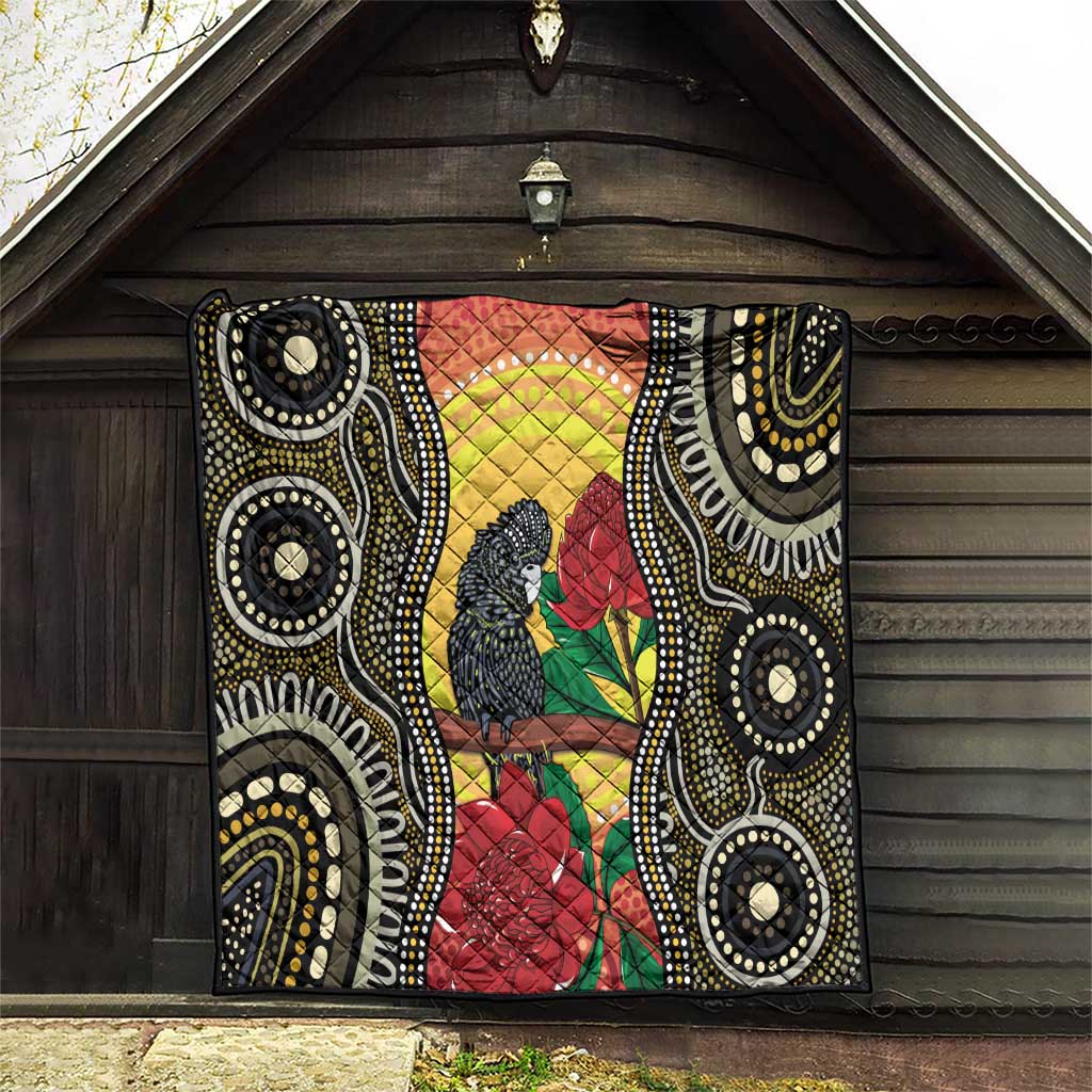 Waratah And Banksian Cockatoo Quilt Aboriginal Art