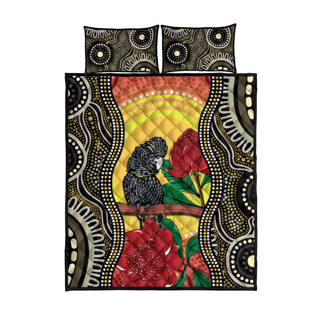 Waratah And Banksian Cockatoo Quilt Bed Set Aboriginal Art