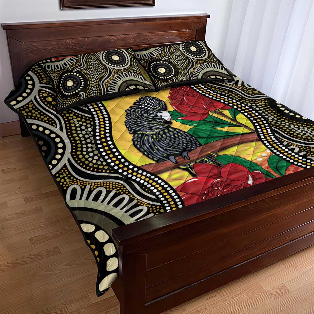 Waratah And Banksian Cockatoo Quilt Bed Set Aboriginal Art