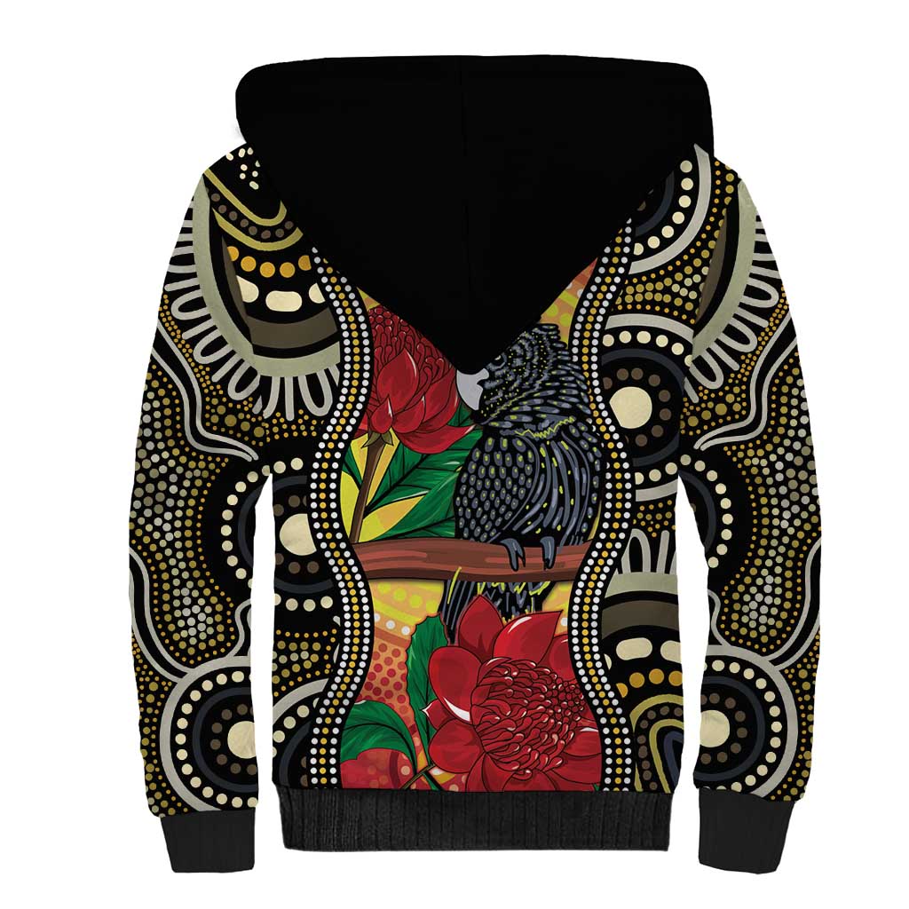 Waratah And Banksian Cockatoo Sherpa Hoodie Aboriginal Art