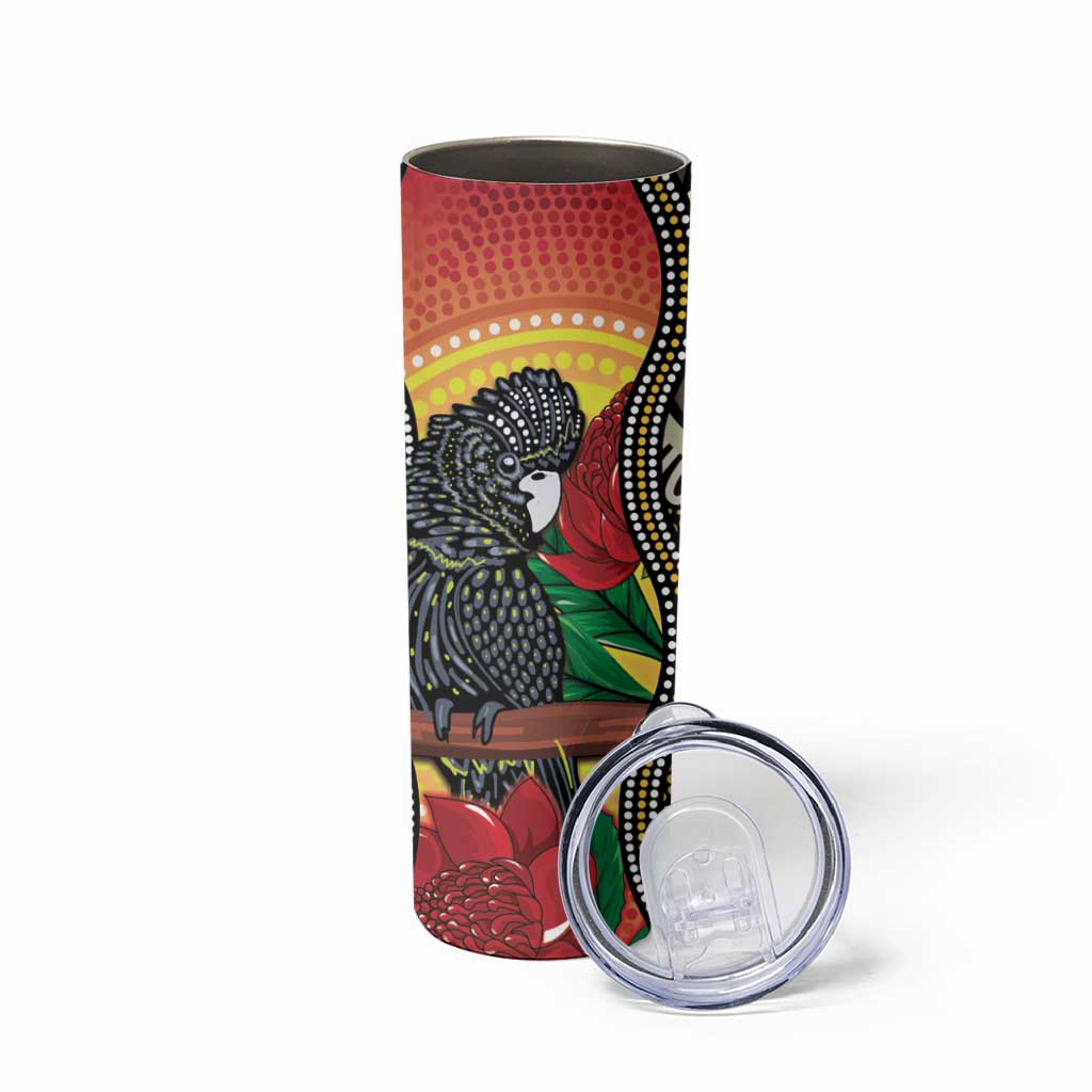 Waratah And Banksian Cockatoo Skinny Tumbler Aboriginal Art