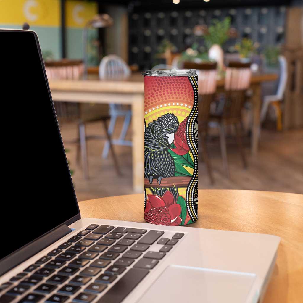 Waratah And Banksian Cockatoo Skinny Tumbler Aboriginal Art