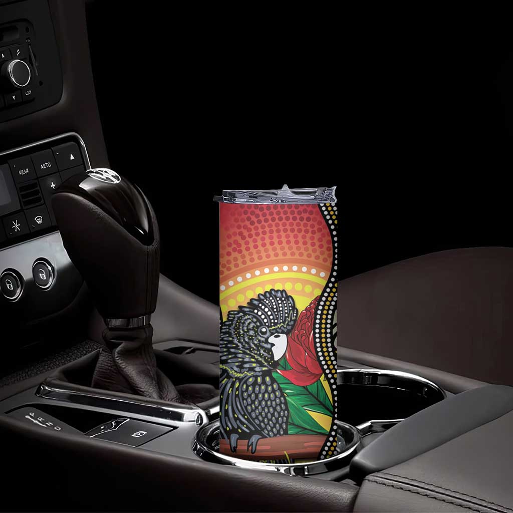 Waratah And Banksian Cockatoo Skinny Tumbler Aboriginal Art