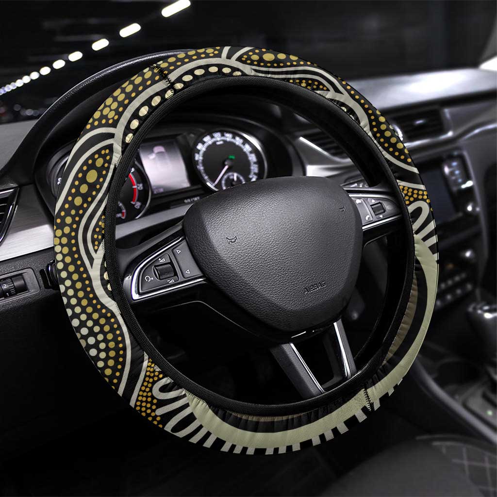 Waratah And Banksian Cockatoo Steering Wheel Cover Aboriginal Art