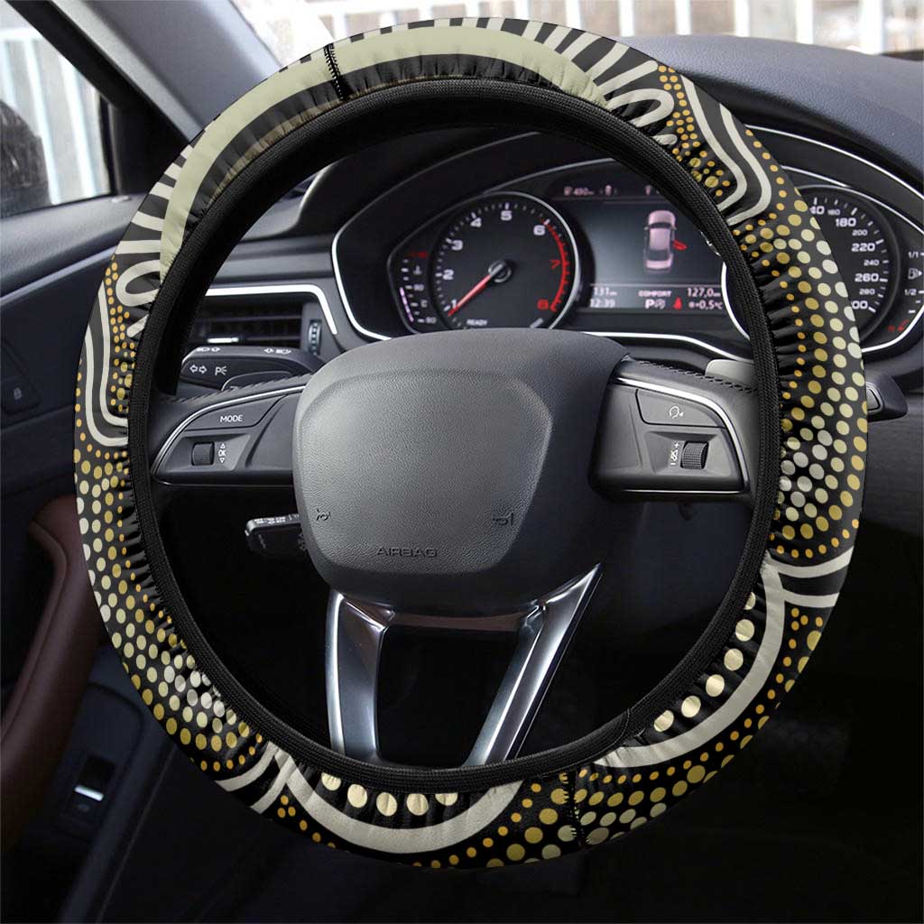 Waratah And Banksian Cockatoo Steering Wheel Cover Aboriginal Art