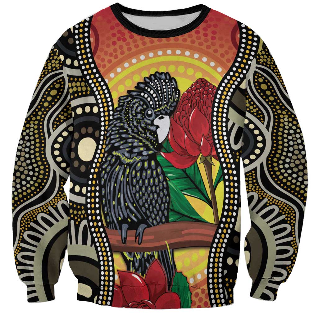 Waratah And Banksian Cockatoo Sweatshirt Aboriginal Art