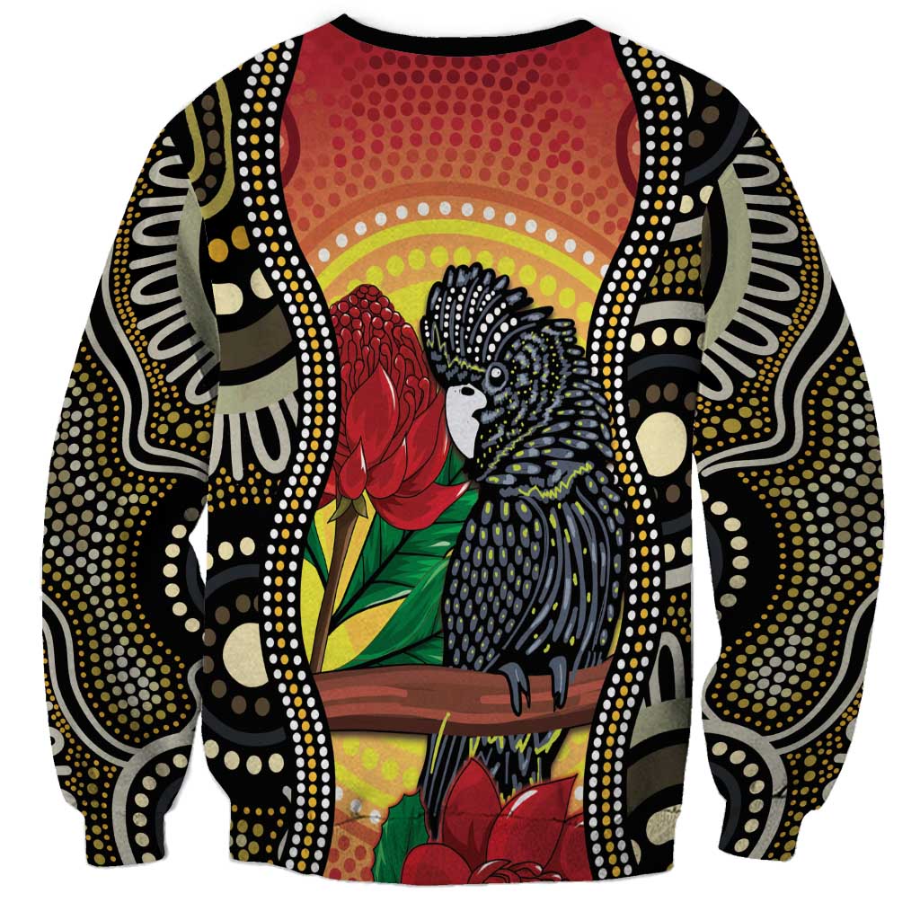 Waratah And Banksian Cockatoo Sweatshirt Aboriginal Art