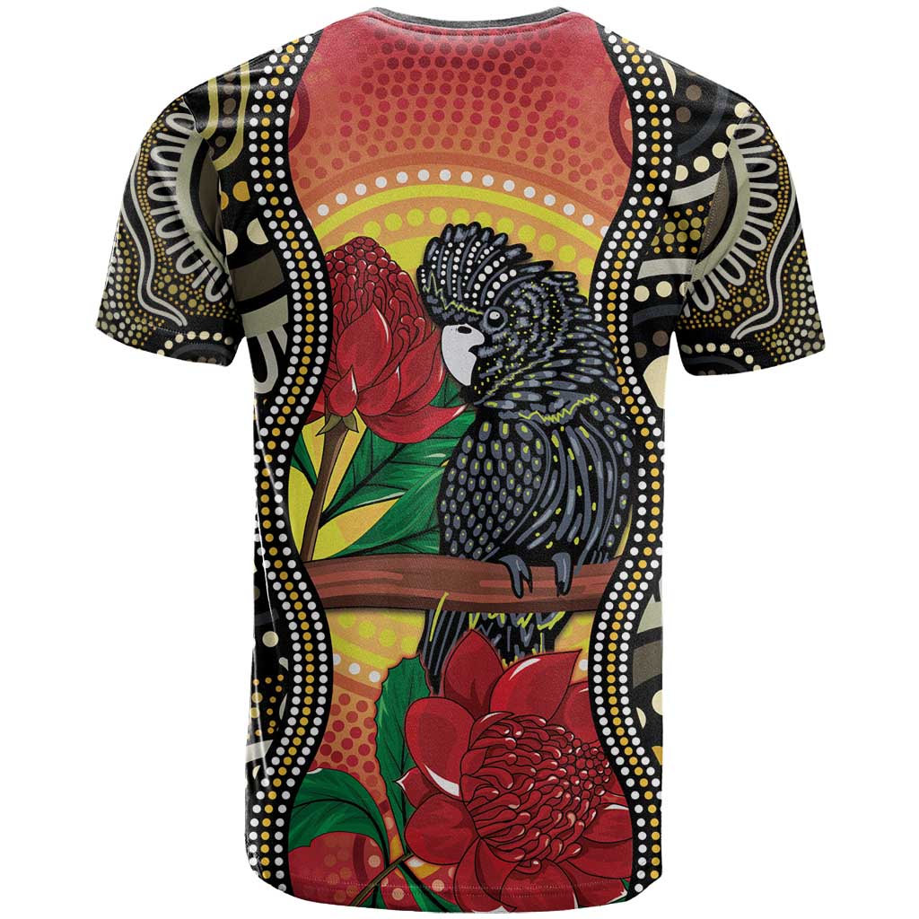 Waratah And Banksian Cockatoo T Shirt Aboriginal Art