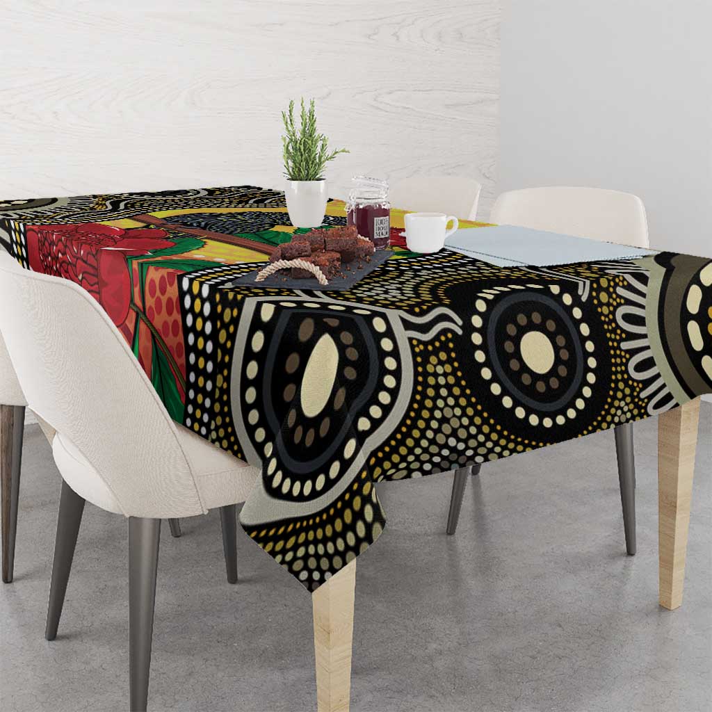 Waratah And Banksian Cockatoo Tablecloth Aboriginal Art