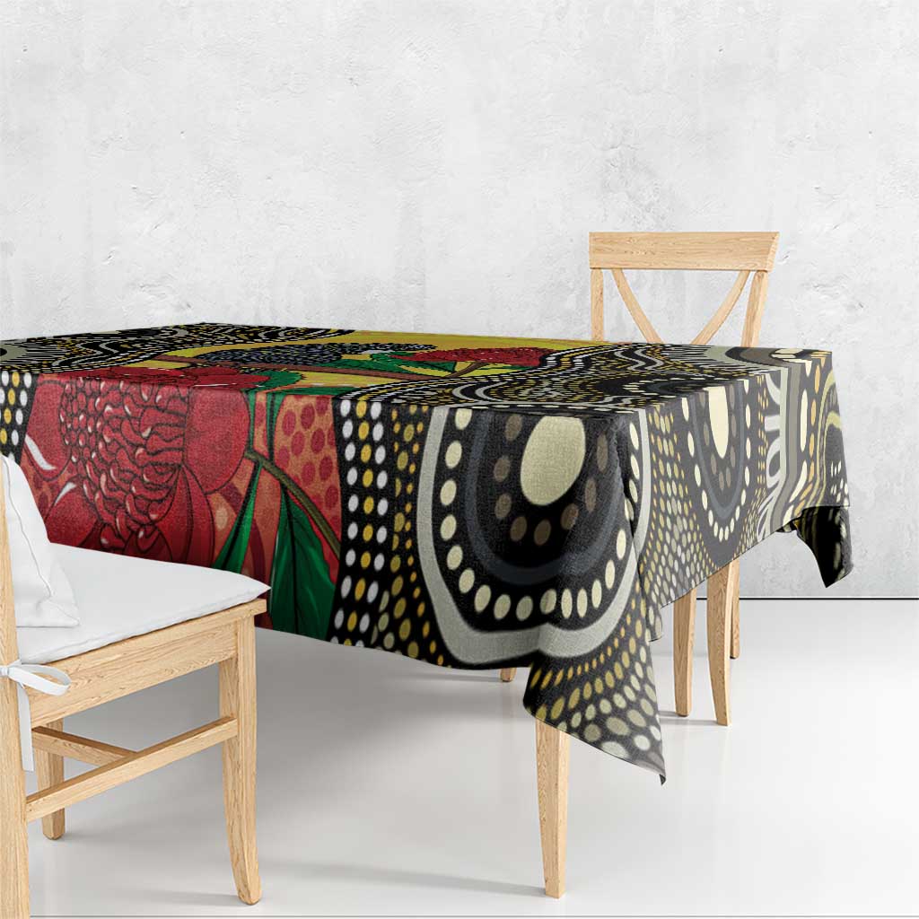 Waratah And Banksian Cockatoo Tablecloth Aboriginal Art