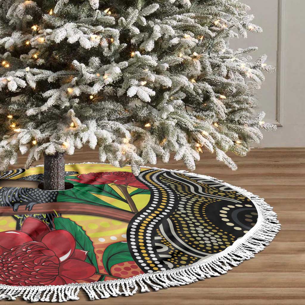 Waratah And Banksian Cockatoo Tree Skirt Aboriginal Art