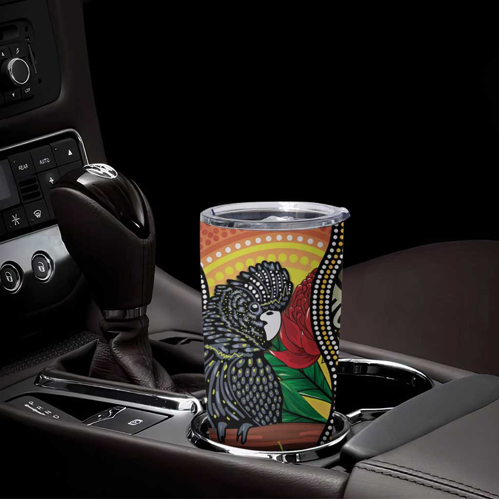 Waratah And Banksian Cockatoo Tumbler Cup Aboriginal Art