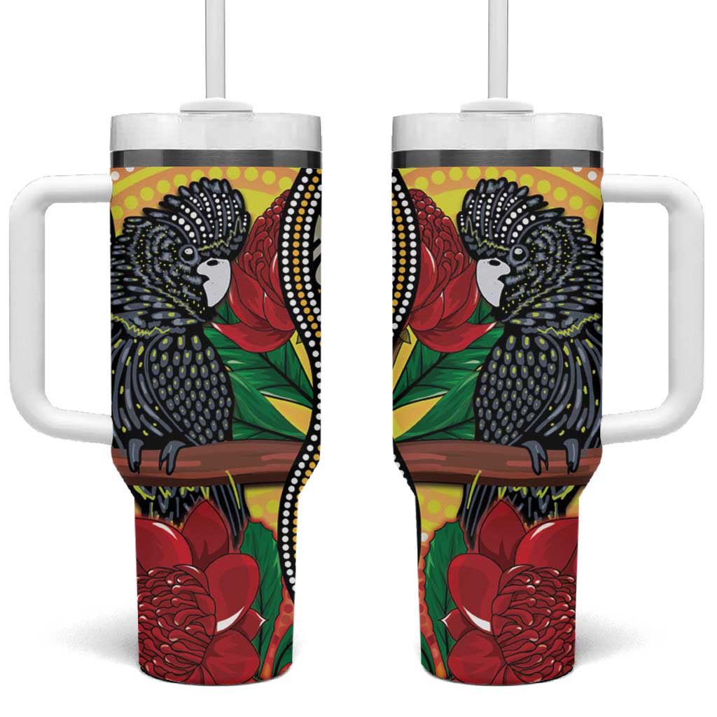 Waratah And Banksian Cockatoo Tumbler With Handle Aboriginal Art