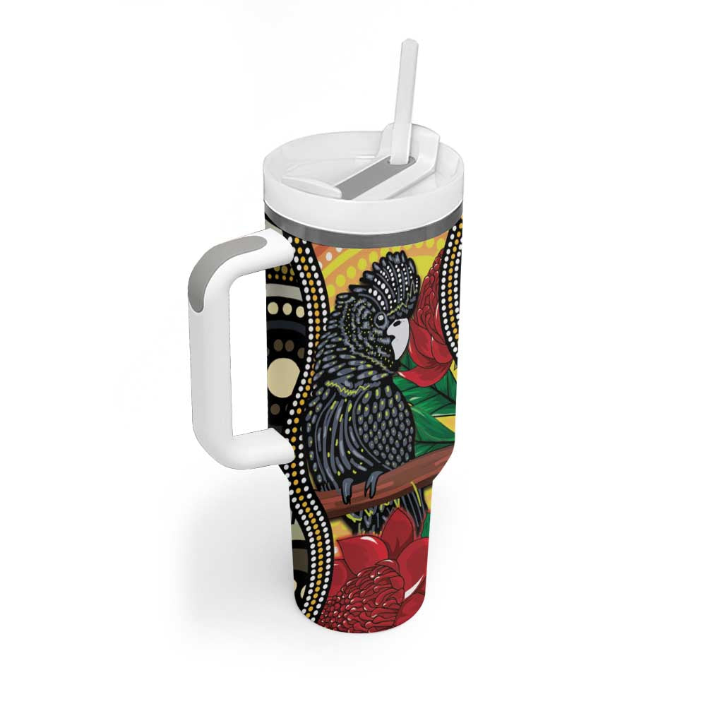 Waratah And Banksian Cockatoo Tumbler With Handle Aboriginal Art