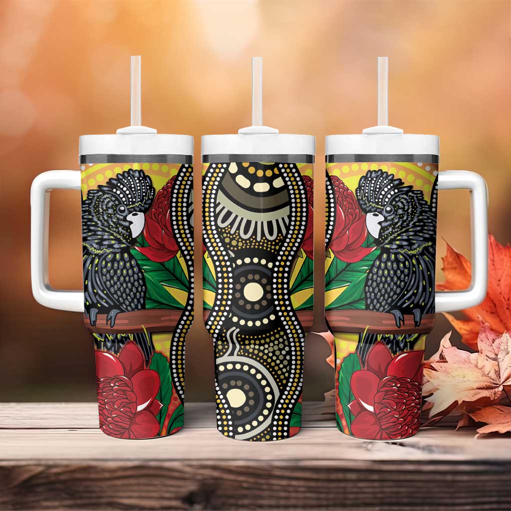 Waratah And Banksian Cockatoo Tumbler With Handle Aboriginal Art