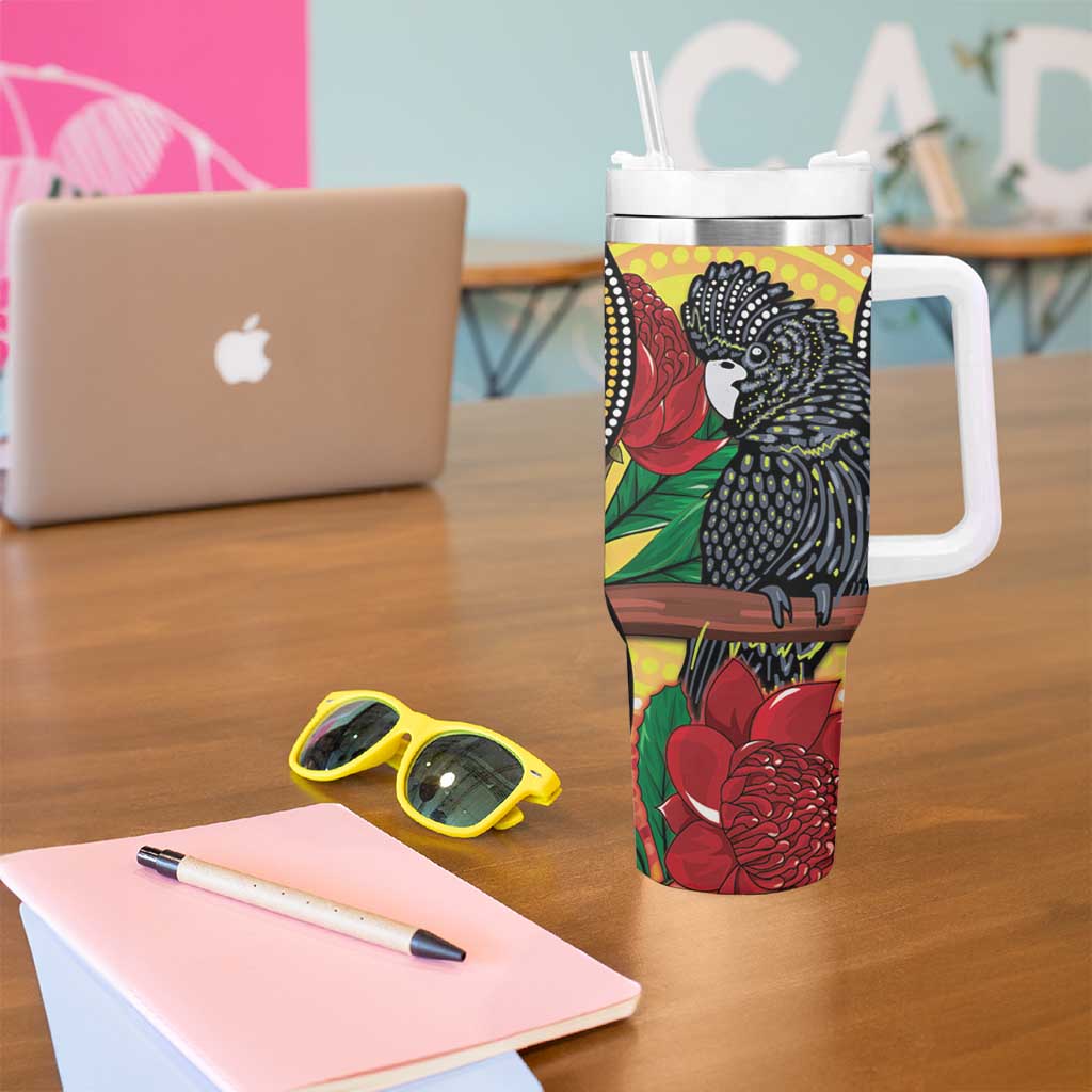 Waratah And Banksian Cockatoo Tumbler With Handle Aboriginal Art