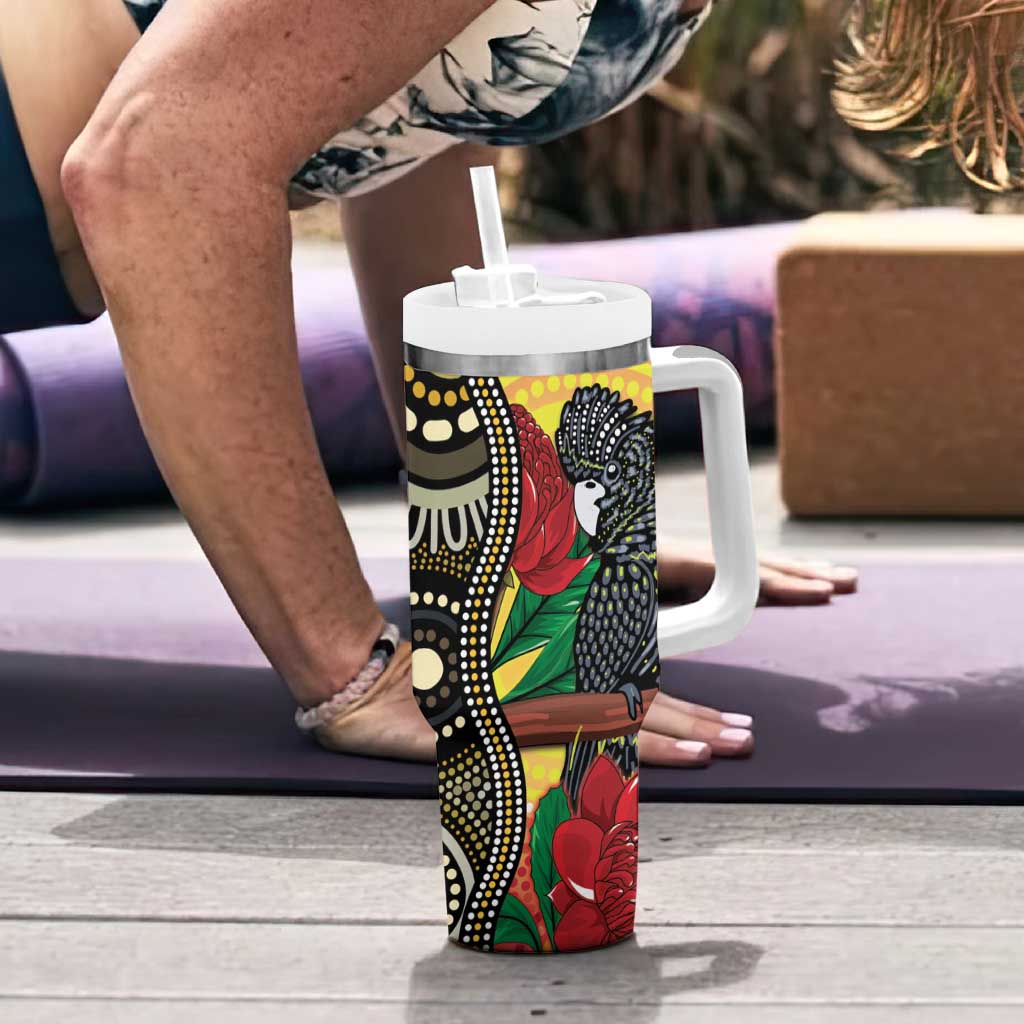 Waratah And Banksian Cockatoo Tumbler With Handle Aboriginal Art