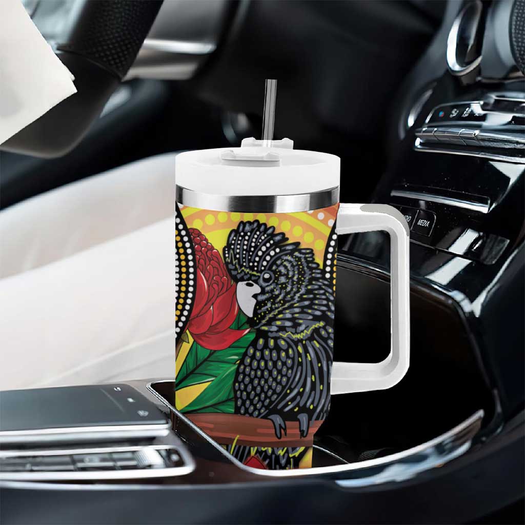 Waratah And Banksian Cockatoo Tumbler With Handle Aboriginal Art