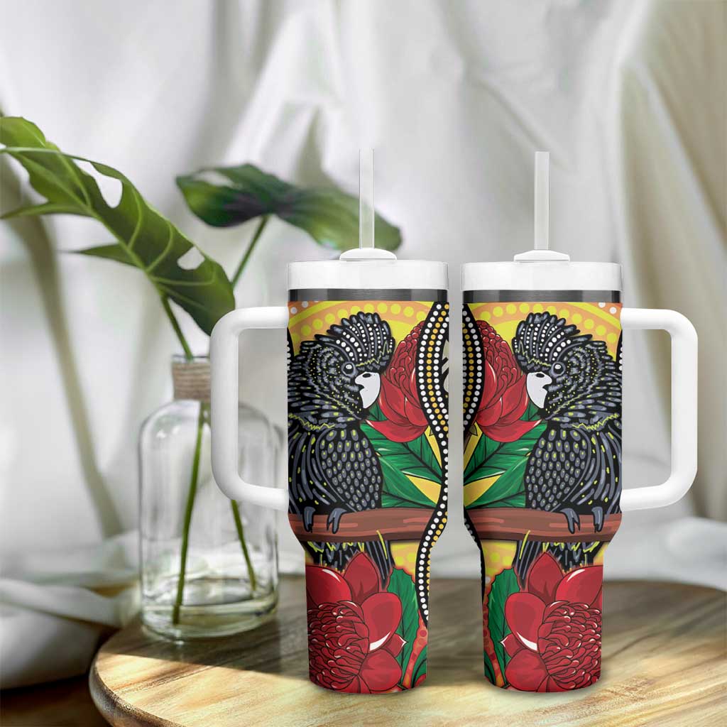 Waratah And Banksian Cockatoo Tumbler With Handle Aboriginal Art