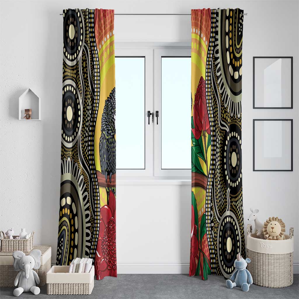 Waratah And Banksian Cockatoo Window Curtain Aboriginal Art