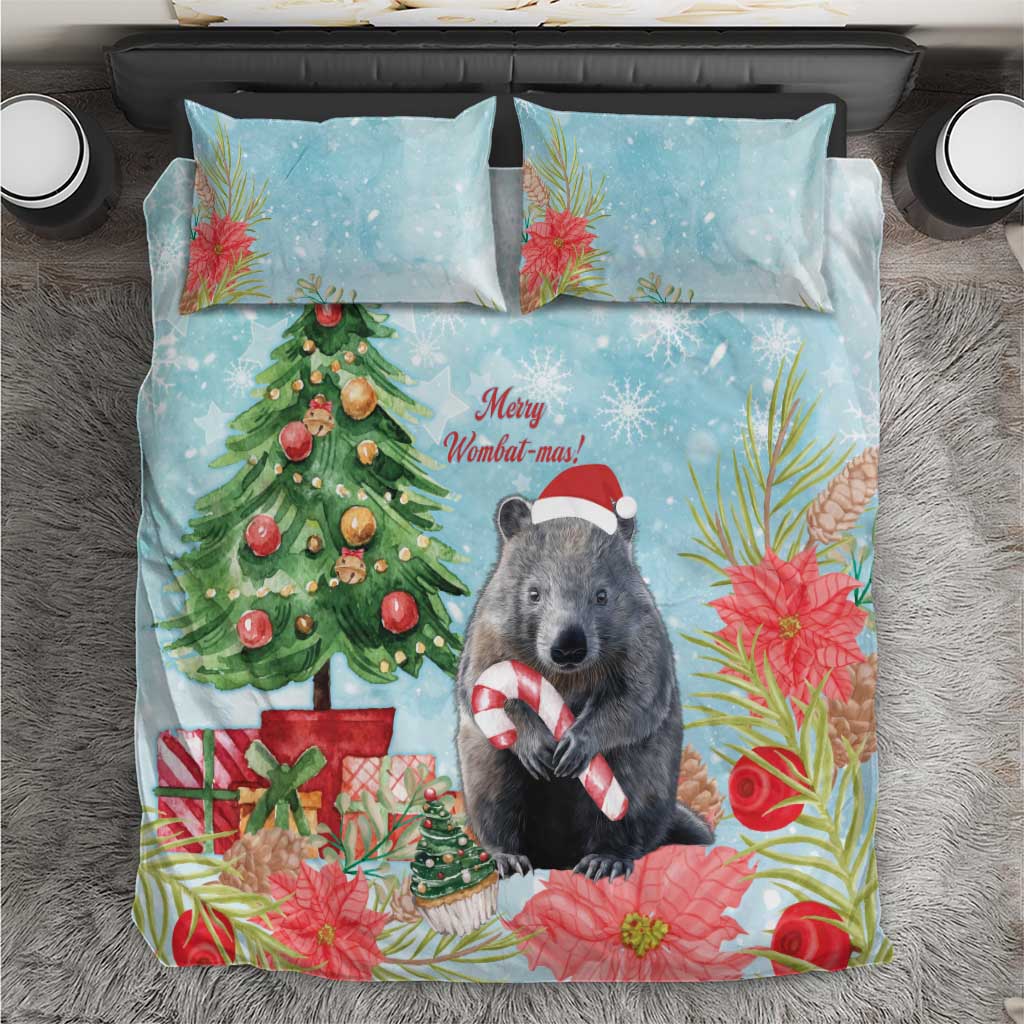 Australia Christmas Bedding Set Merry Wombat-mas Watercolor Style